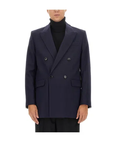 Ami Alexandre Mattiussi Ami Paris V-neck Double-breasted Tailored Blazer In Black