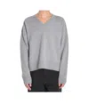 Ami Alexandre Mattiussi Ami V-neck Ribbed Sweater With Embroidered Logo In Gray
