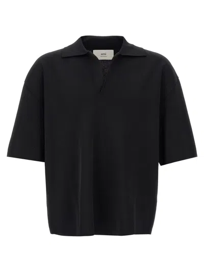 Ami Alexandre Mattiussi Collared Short Sleeves Polo Shirt In Black