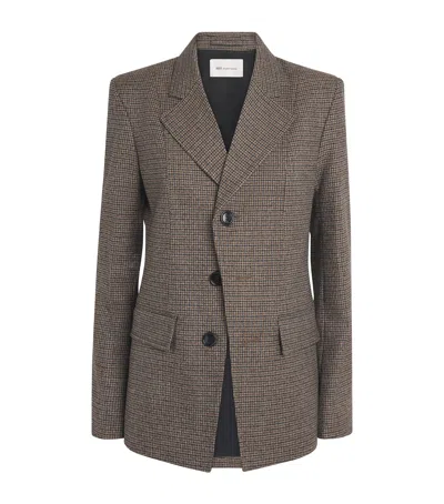 Ami Alexandre Mattiussi Ami Paris Virgin Wool Houndstooth Blazer In Brown