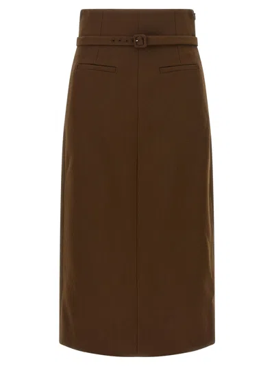 Ami Alexandre Mattiussi Ami Paris Virgin Wool Pencil Skirt In Brown