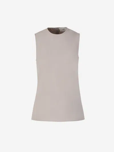 Ami Alexandre Mattiussi Ami Paris Viscose Fluid Top In Beige