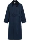 Ami Alexandre Mattiussi Ami Paris Waterproof Coat With Belt In Blue
