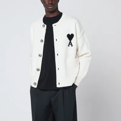 Ami Alexandre Mattiussi White Ami De Coeur Cardigan