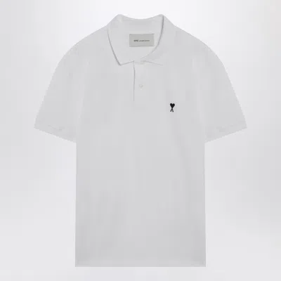 Ami Alexandre Mattiussi Ami Paris Men White Polo Shirt With Adc Embroidery On The Front And Classic Collar In Cotton Man In Multi