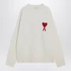 Ami Alexandre Mattiussi Ami Paris Ami Heart Design Wool Sweater In Intarsia Knit In White