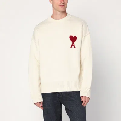 AMI ALEXANDRE MATTIUSSI AMI PARIS | WHITE AMI DE COEUR SWEATER