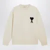 Ami Alexandre Mattiussi Ami Paris White Ami De Coeur Sweater Men In Brown