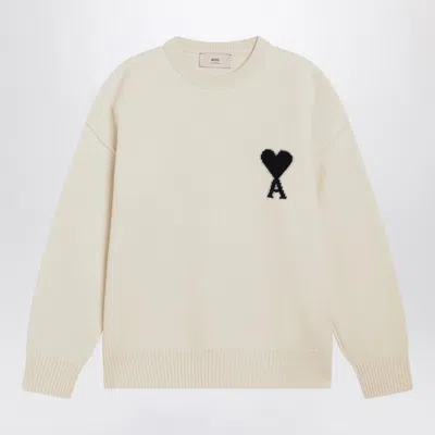 AMI ALEXANDRE MATTIUSSI AMI PARIS WHITE AMI DE COEUR SWEATER