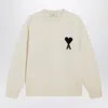 Ami Alexandre Mattiussi Ami Paris White Ami De Coeur Sweater Men In Neutral