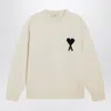 Ami Alexandre Mattiussi Ami Paris White Ami De Coeur Sweater Men In Neutral