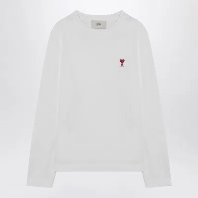 AMI ALEXANDRE MATTIUSSI AMI PARIS  WHITE AMI DE COEUR T-SHIRT
