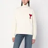 Ami Alexandre Mattiussi White Ami De Coeur Turtleneck Sweater In White