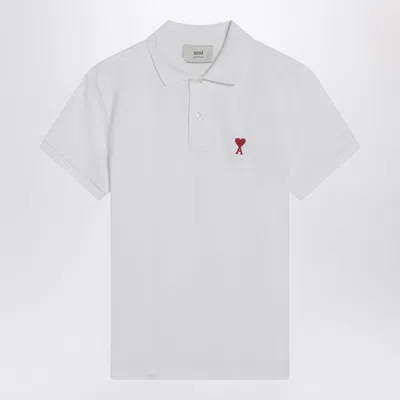 Ami Alexandre Mattiussi Ami Paris White Ami De Cœur Polo Shirt