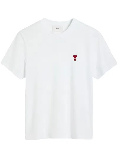 AMI ALEXANDRE MATTIUSSI AMI PARIS WHITE COTTON T-SHIRTS AND POLOS