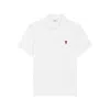 Ami Alexandre Mattiussi White Logo Embroidery Polo Shirt In White