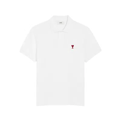 Ami Alexandre Mattiussi Ami Paris Men Cotton Polo Shirt With Iconic Embroidery In White