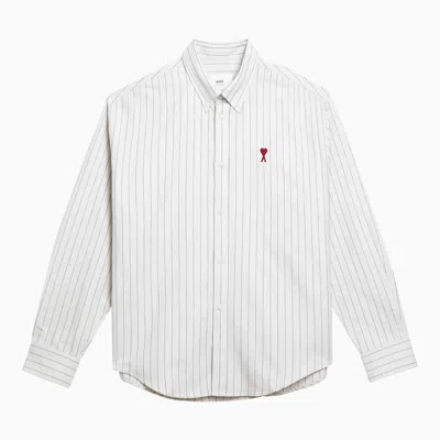 Ami Alexandre Mattiussi Ami Paris White Striped Ami De Coeur Button-down Shirt In Multicolor