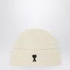 Ami Alexandre Mattiussi White Wool Ami De Coeur Beanie In White