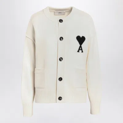 Ami Alexandre Mattiussi Ami Paris White Wool Cardigan Ami De Coeur Women In Neutral