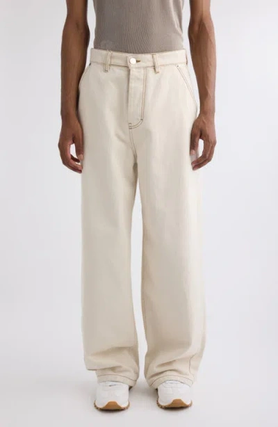 Ami Alexandre Mattiussi Ami Paris Wide Leg Jeans In 136 White Cream