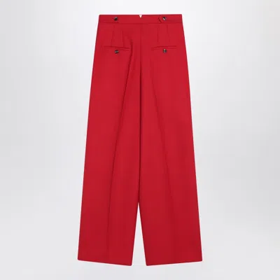 Ami Alexandre Mattiussi Ami Paris Wide Leg Red Wool Trousers