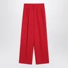 Ami Alexandre Mattiussi Ami Paris Wide Leg Red Wool Trousers