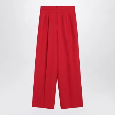 AMI ALEXANDRE MATTIUSSI AMI PARIS  WIDE-LEG RED WOOL TROUSERS