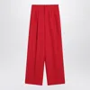 Ami Alexandre Mattiussi Ami Paris Wide Leg Red Wool Trousers In Red