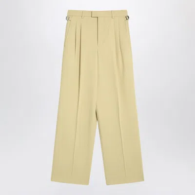 Ami Alexandre Mattiussi Ami Paris Wide Lime-coloured Wool Trousers Women In Neutral