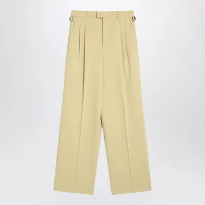 Ami Alexandre Mattiussi Ami Paris  Wide Lime-coloured Wool Trousers In Neutral