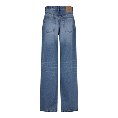 Ami Alexandre Mattiussi Ami Paris Wideleg Jeans In Washed Indigo Denim In Blue