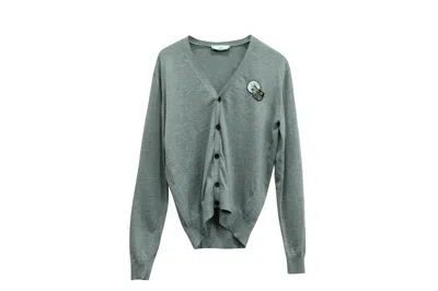 Ami Alexandre Mattiussi Ami Paris Wolf Patch Cardigan In Grey Wool