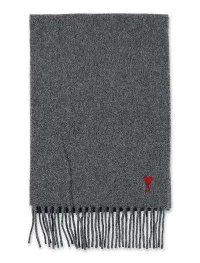 Ami Alexandre Mattiussi Ami De Coeur Fringed Scarf In Neutral
