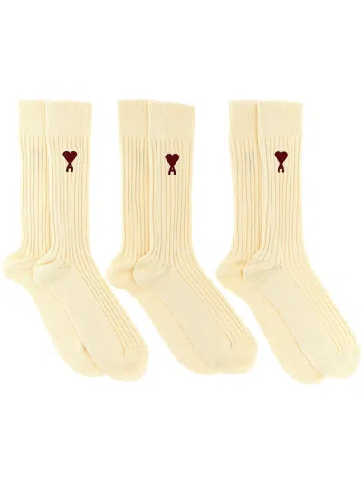 Ami Alexandre Mattiussi Ami Paris Women 3-pack Logo Embroidery Socks