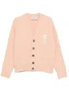 Ami Alexandre Mattiussi Ami Paris Women Ami De Coeur Cardigan With Logo In Pink