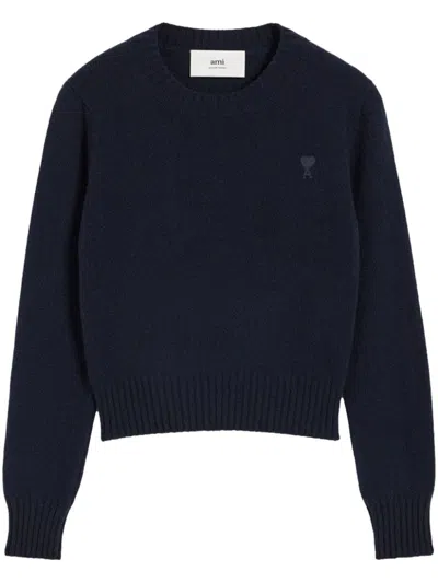 Ami Alexandre Mattiussi Ami Paris Women Ami De Coeur Cashmere Sweater In Navy Blue