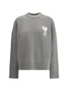 Ami Alexandre Mattiussi Grey Alpaca Ami De Coeur Crewneck Sweater Grey In Gray