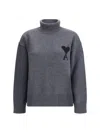 Ami Alexandre Mattiussi Ami Paris Women Ami De Coeur Turtleneck Sweater In Gray