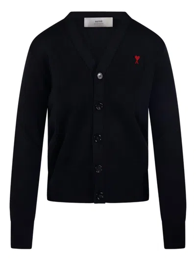 Ami Alexandre Mattiussi Ami Paris Women Ami De Coeur Wool Cardigan In Black