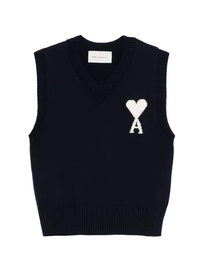 Ami Alexandre Mattiussi Ami Paris Women Ami De Coeur Wool Vest In Black