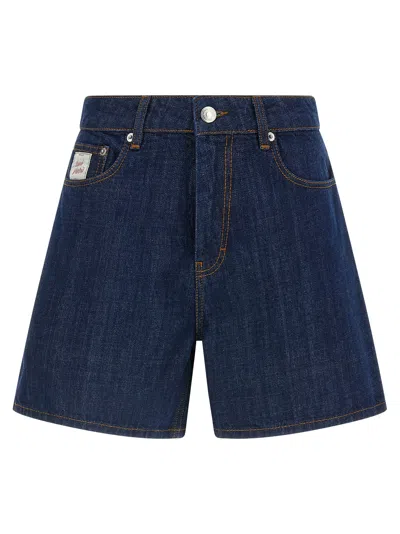 Ami Alexandre Mattiussi Ami Ami Paris Heritage Label Contrast Stitch Bermuda Shorts In Blue