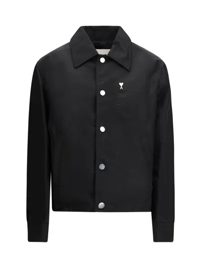 Ami Alexandre Mattiussi Ami Paris Women Buttoned Jacket With Ami De Coeur Stud In Black