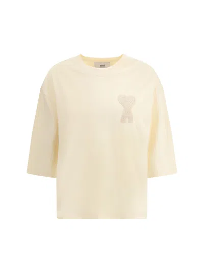 Ami Alexandre Mattiussi Ami Paris Women Long Sleeve Top With Embroidered Logo In White