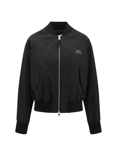 Ami Alexandre Mattiussi Oversized Bomber Jacket With Elastic Ribbing In Black