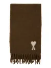 Ami Alexandre Mattiussi Ami Paris Women Off White Ami De Coeur Scarf Baby B4 In Brown