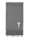 Ami Alexandre Mattiussi Ami Paris Women Off White Ami De Coeur Scarf Baby B4 In Gray