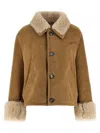 Ami Alexandre Mattiussi Shearling Leather Outerwear Featuring Pockets In Brown