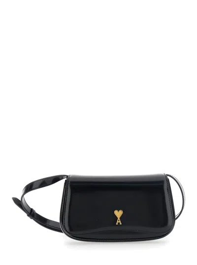 Ami Alexandre Mattiussi Ami Paris Women Small Crossbody Paris Paris Bag Glazed Leather In Black