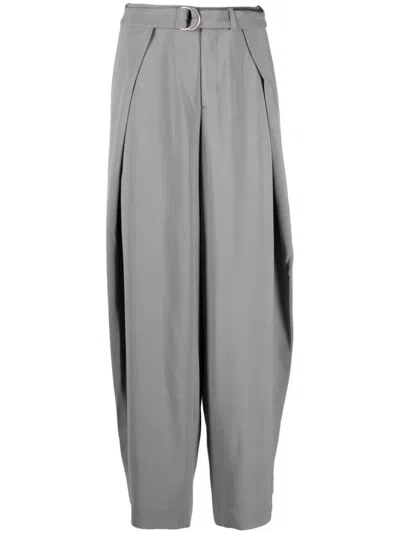 Ami Alexandre Mattiussi Ami Paris Women Wide Wool Trousers In Gray